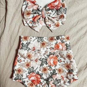 Handmade Bummies & Bow Set Floral